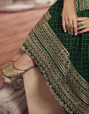 Green embroidered faux georgette salwar 3