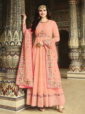 Peach embroidered silk salwar 1