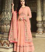 Peach embroidered silk salwar