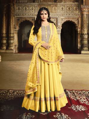 Yellow embroidered silk salwar 1