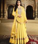 Yellow embroidered silk salwar