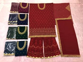 Maroon embroidered faux georgette salwar 3