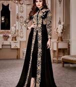 Black embroidered faux georgette salwar