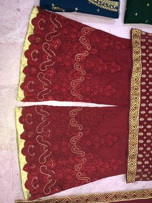 Maroon embroidered faux georgette salwar 4
