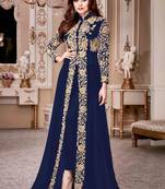 Blue embroidered faux georgette salwar