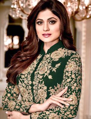 Green embroidered faux georgette salwar 2