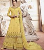Yellow embroidered faux georgette salwar
