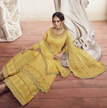 Yellow embroidered faux georgette salwar 4