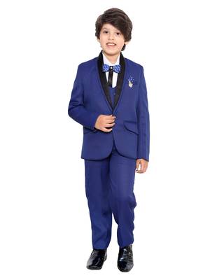 Blue plain polyester boys-suit 1