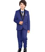 Blue plain polyester boys-suit