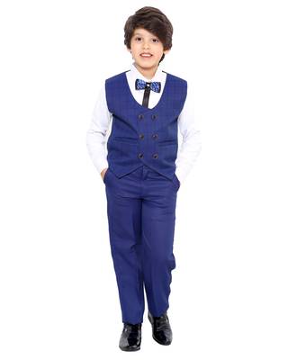Blue plain polyester boys-suit 2