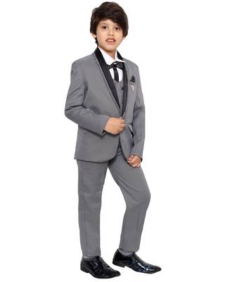 Grey plain polyester boys-suit 2