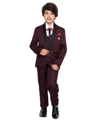 Maroon plain polyester boys-suit 1
