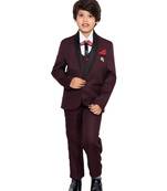 Maroon plain polyester boys-suit