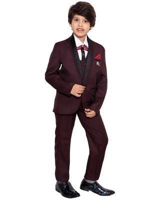 Maroon plain polyester boys-suit 2