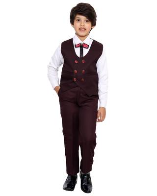 Maroon plain polyester boys-suit 3