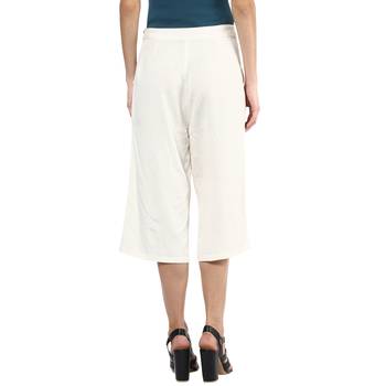 Beige printed viscose trousers 4