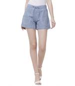 Blue printed viscose bottoms