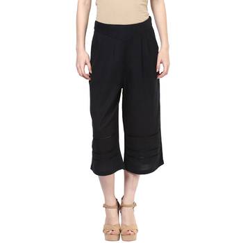 Black printed viscose trousers 1