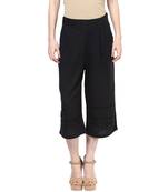 Black printed viscose trousers