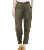 Green printed polyester bottoms