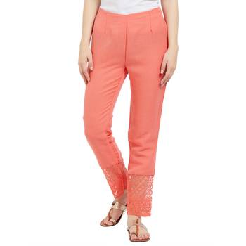 Orange printed polyester bottoms 1