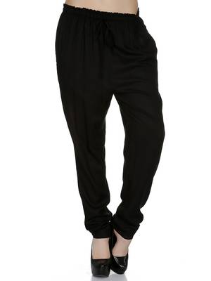 Black printed viscose trousers 1