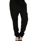 Black printed viscose trousers