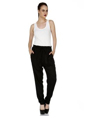 Black printed viscose trousers 4