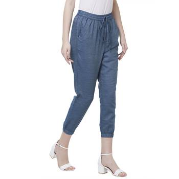 Blue printed viscose bottoms 2