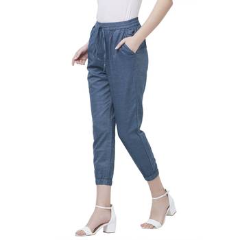 Blue printed viscose bottoms 3