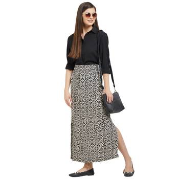 Black printed viscose skirts 4