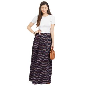 Blue printed viscose skirts 5