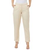 Off white printed linen bottoms