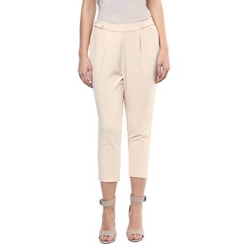 Beige printed polyester bottoms 1