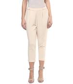 Beige printed polyester bottoms