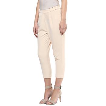 Beige printed polyester bottoms 2