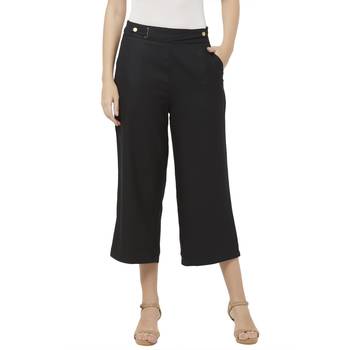 Black printed viscose bottoms 1