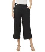 Black printed viscose bottoms