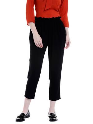 Black printed polyester bottoms 1