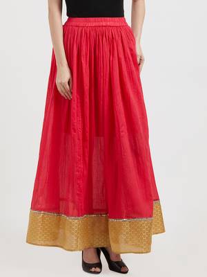 Pink printed cotton skirts 1