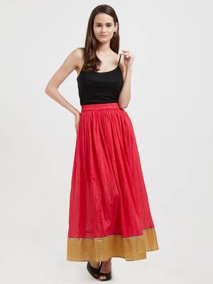 Pink printed cotton skirts 4