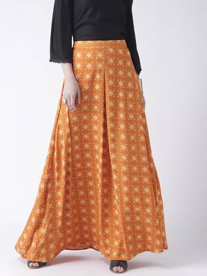 Orange printed polyester skirts 1