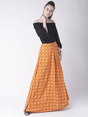 Orange printed polyester skirts 3