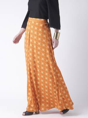 Orange printed polyester skirts 4