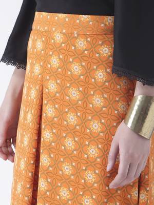Orange printed polyester skirts 5