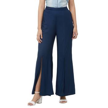 Blue printed viscose bottoms 1