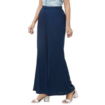 Blue printed viscose bottoms 3