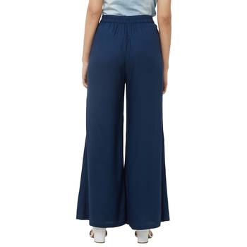 Blue printed viscose bottoms 4