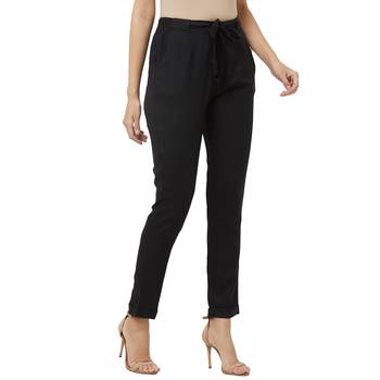 Black printed polyester bottoms 2